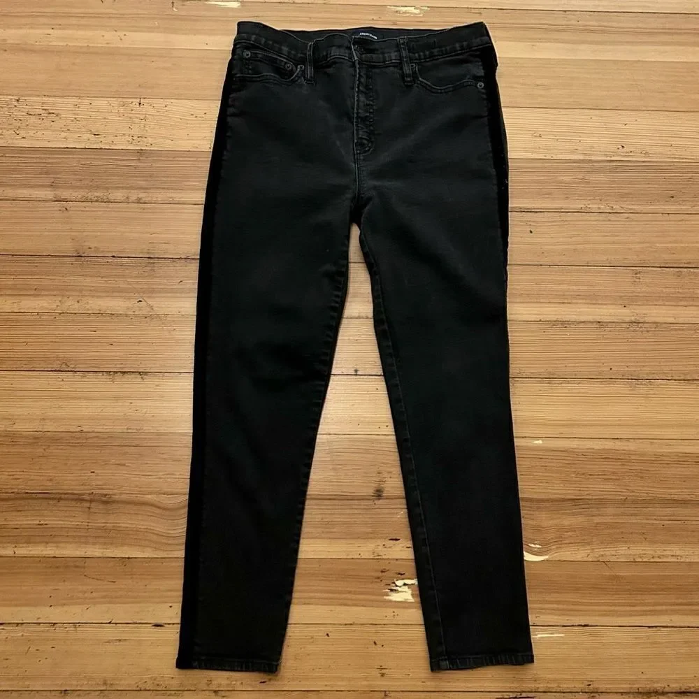 J. Crew 9” high rise skinny jeans velvet tux stripe. Size 31.